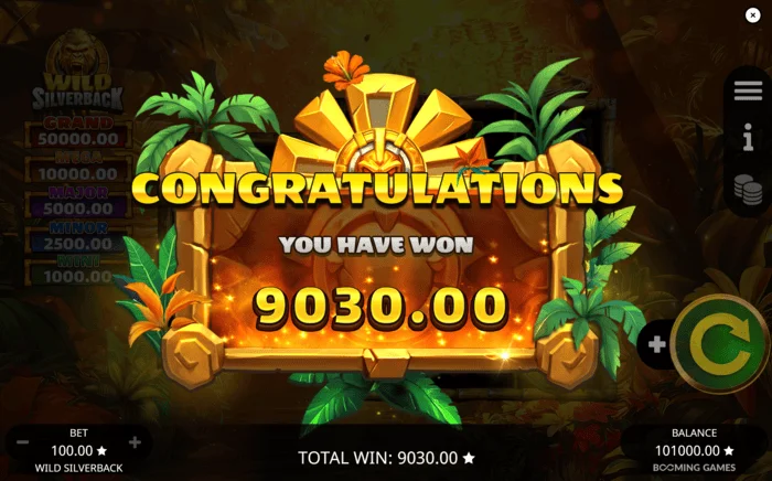 Wild Silverback - kabuuang huling panalo para sa Free Spins round
